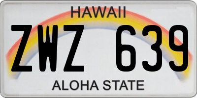 HI license plate ZWZ639