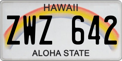 HI license plate ZWZ642