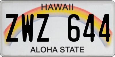 HI license plate ZWZ644