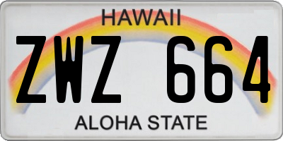 HI license plate ZWZ664