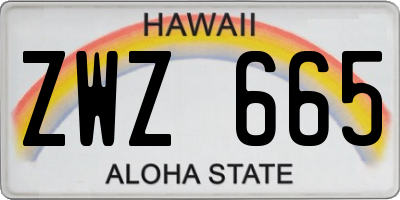 HI license plate ZWZ665