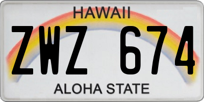 HI license plate ZWZ674
