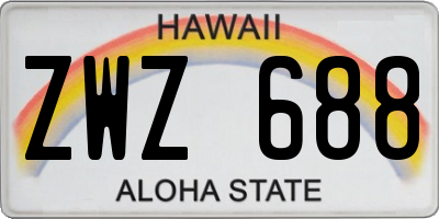 HI license plate ZWZ688
