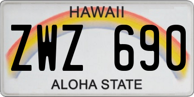 HI license plate ZWZ690