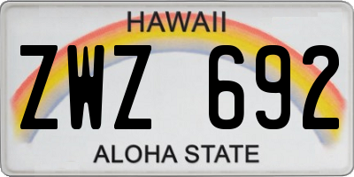HI license plate ZWZ692