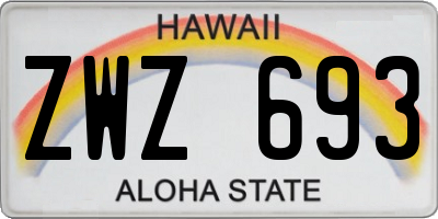 HI license plate ZWZ693
