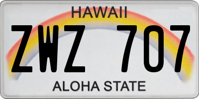HI license plate ZWZ707