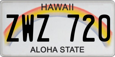 HI license plate ZWZ720