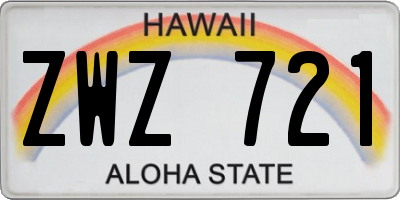 HI license plate ZWZ721