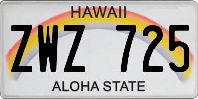HI license plate ZWZ725