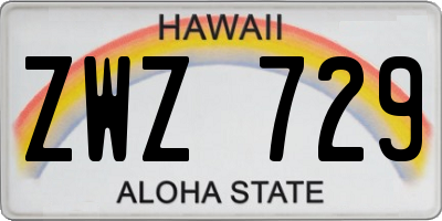 HI license plate ZWZ729