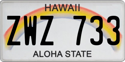 HI license plate ZWZ733