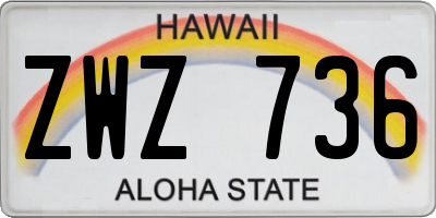 HI license plate ZWZ736