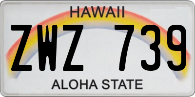 HI license plate ZWZ739