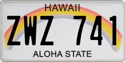 HI license plate ZWZ741
