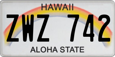 HI license plate ZWZ742