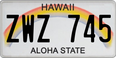 HI license plate ZWZ745