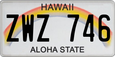 HI license plate ZWZ746