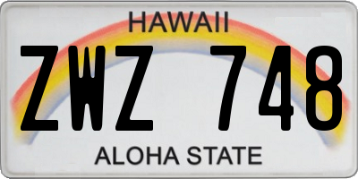 HI license plate ZWZ748