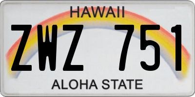 HI license plate ZWZ751