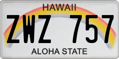 HI license plate ZWZ757