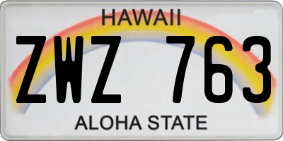 HI license plate ZWZ763