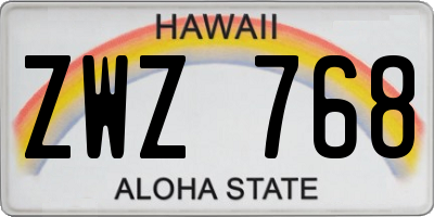 HI license plate ZWZ768