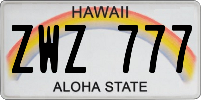 HI license plate ZWZ777