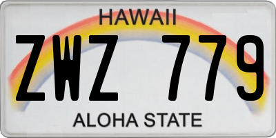HI license plate ZWZ779