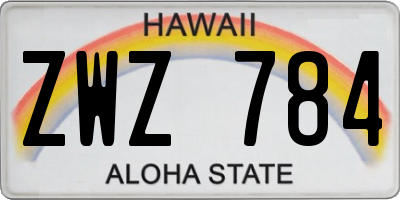HI license plate ZWZ784
