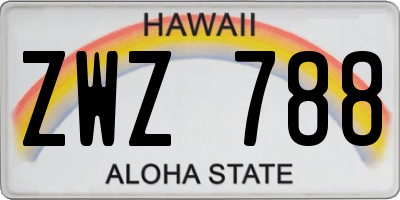 HI license plate ZWZ788