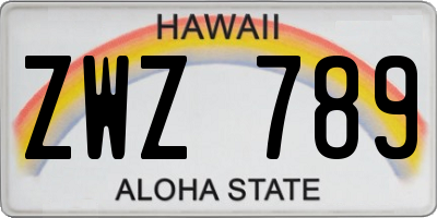 HI license plate ZWZ789