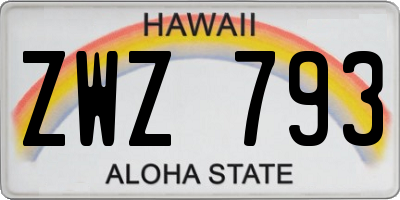 HI license plate ZWZ793