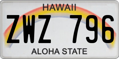 HI license plate ZWZ796