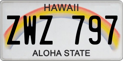 HI license plate ZWZ797