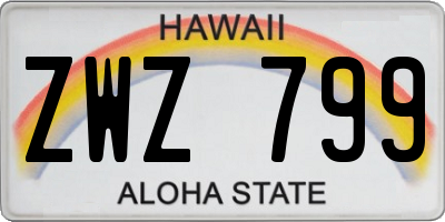 HI license plate ZWZ799