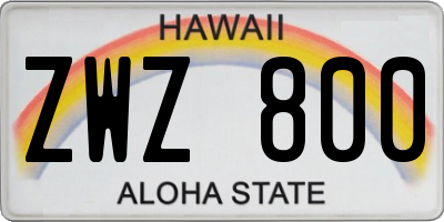 HI license plate ZWZ800