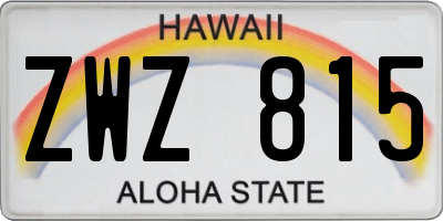 HI license plate ZWZ815