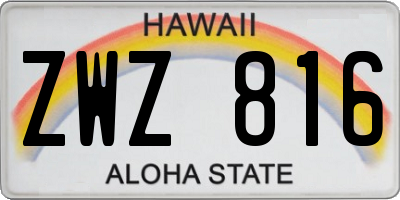 HI license plate ZWZ816