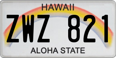 HI license plate ZWZ821