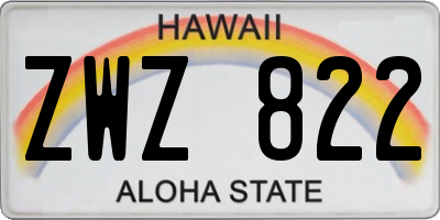 HI license plate ZWZ822
