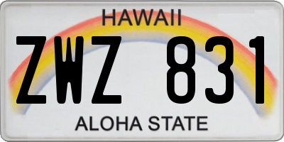 HI license plate ZWZ831