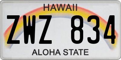 HI license plate ZWZ834