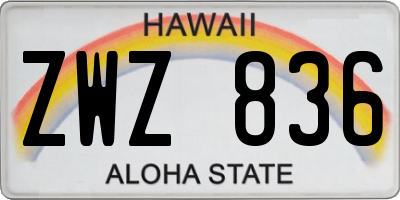 HI license plate ZWZ836