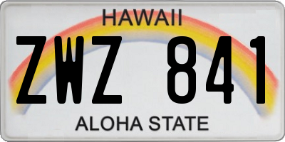 HI license plate ZWZ841