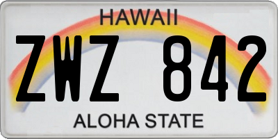 HI license plate ZWZ842