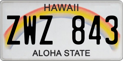 HI license plate ZWZ843