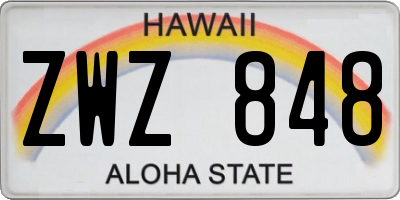 HI license plate ZWZ848