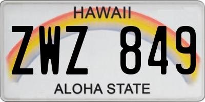 HI license plate ZWZ849