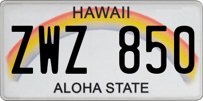 HI license plate ZWZ850